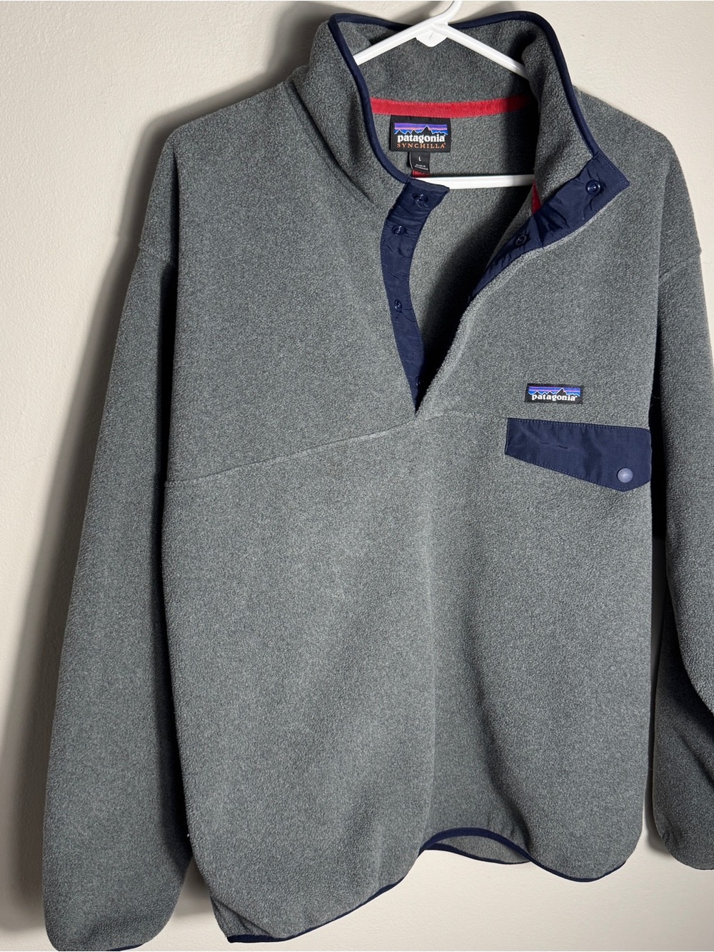 Patagonia Synchilla Snap-T Fleece Pullover Men’s Large Gray Navy SP17 2017